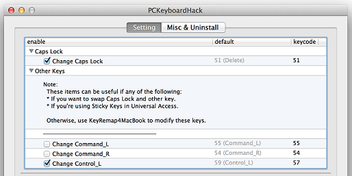 PCKeyboardHack settings 1